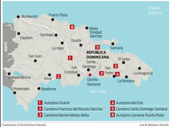 road map of the Dominican Republic